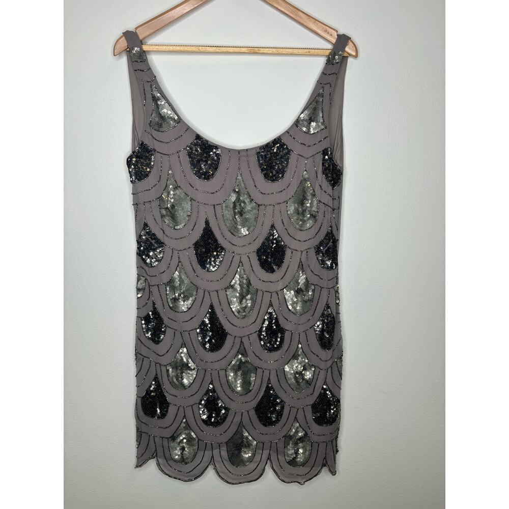 Aqua gray sequin mini dress